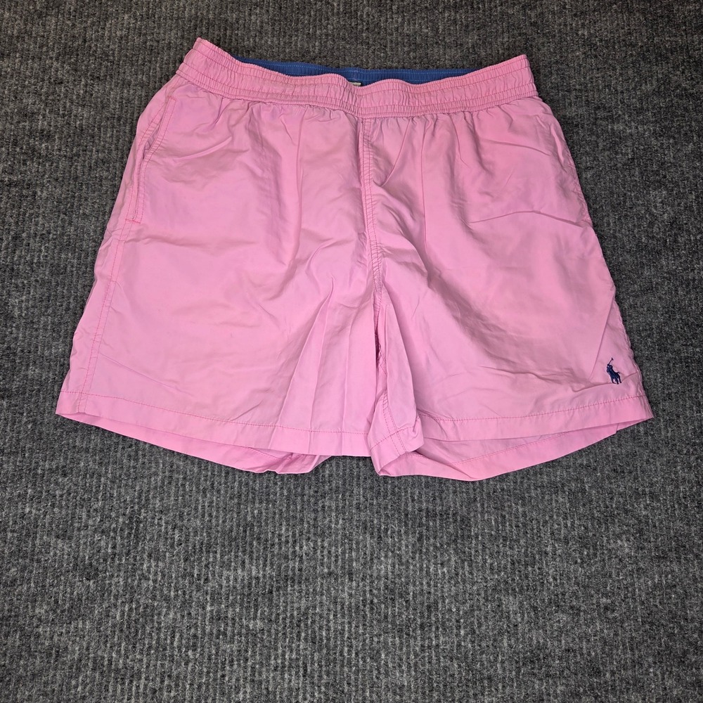 Polo Ralph Lauren Swim Trunks Mens Large Pink Pony Logo Preppy Summer Beachwear